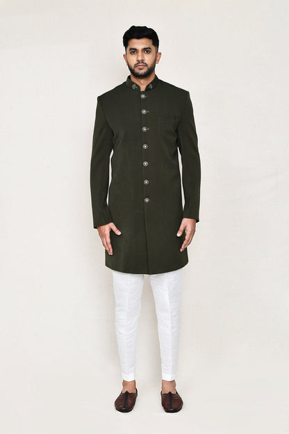 Green Indowestern with Straight Fit Pant