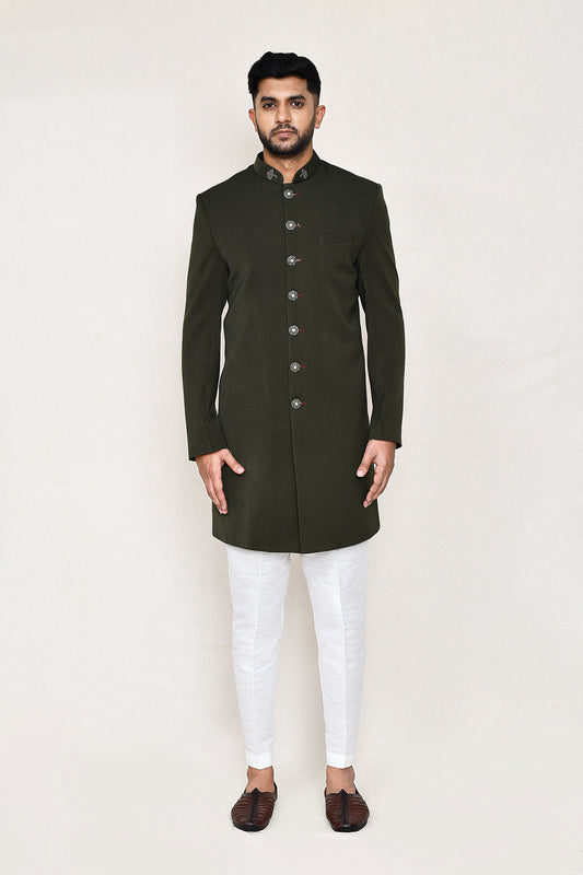 Green Indowestern with Straight Fit Pant