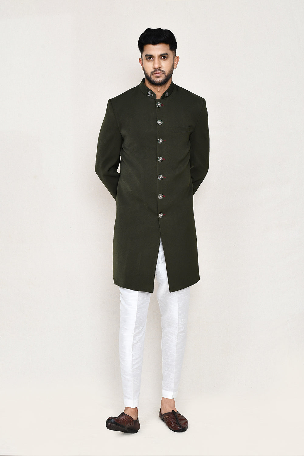 Green Indowestern with Straight Fit Pant