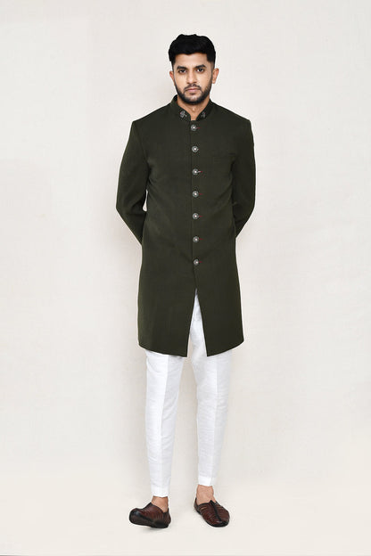 Green Indowestern with Straight Fit Pant
