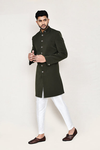 Green Indowestern with Straight Fit Pant