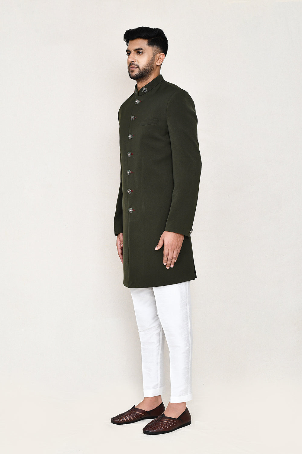 Green Indowestern with Straight Fit Pant
