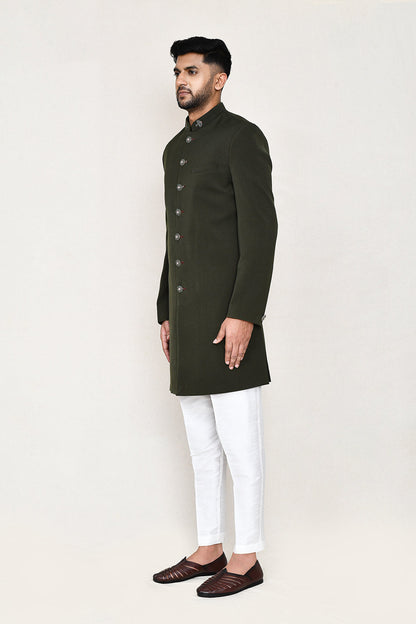 Green Indowestern with Straight Fit Pant