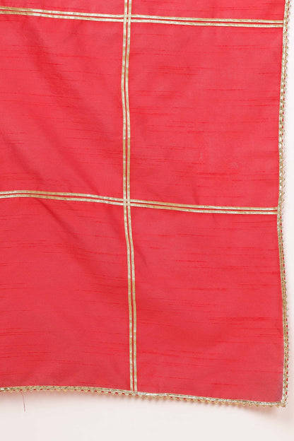 Red Silk Kurta Set With Gota Work
