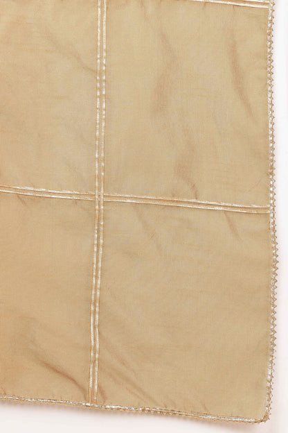 Dark Beige Silk Kurta Set With Gota Work