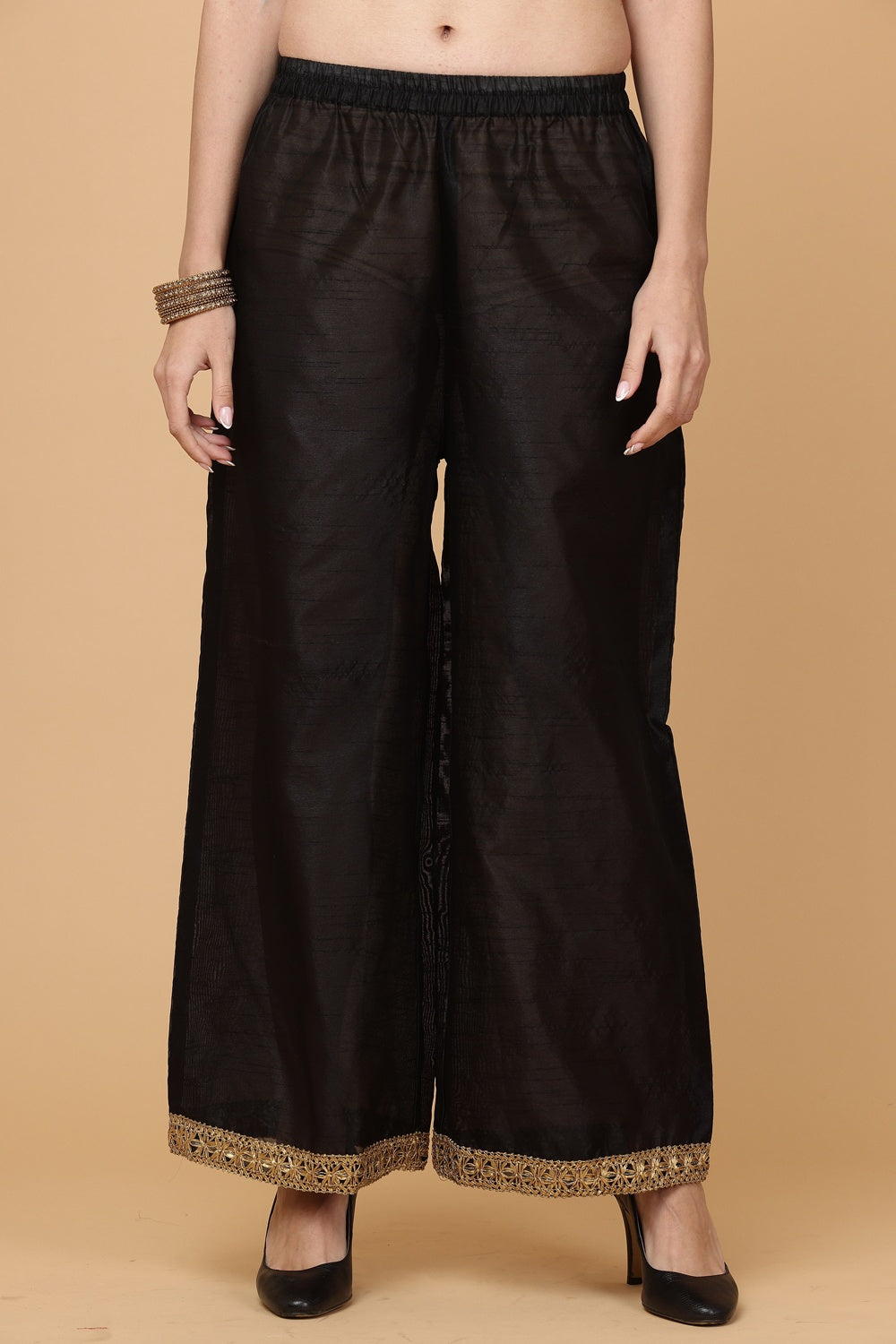 Black Silk Kurta Set With Gota Work