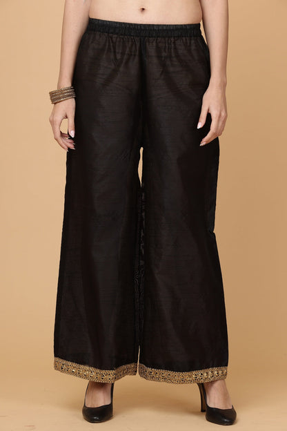 Black Silk Kurta Set With Gota Work