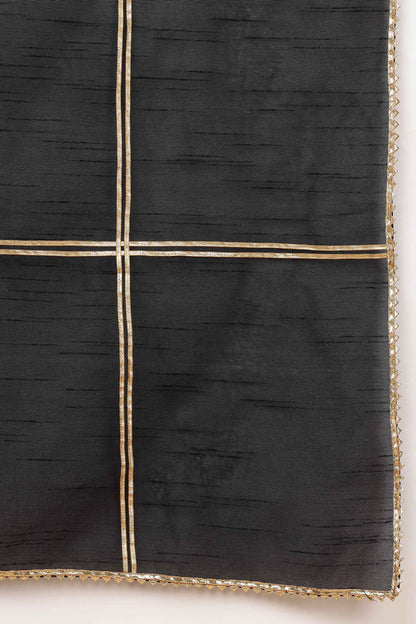Black Silk Kurta Set With Gota Work