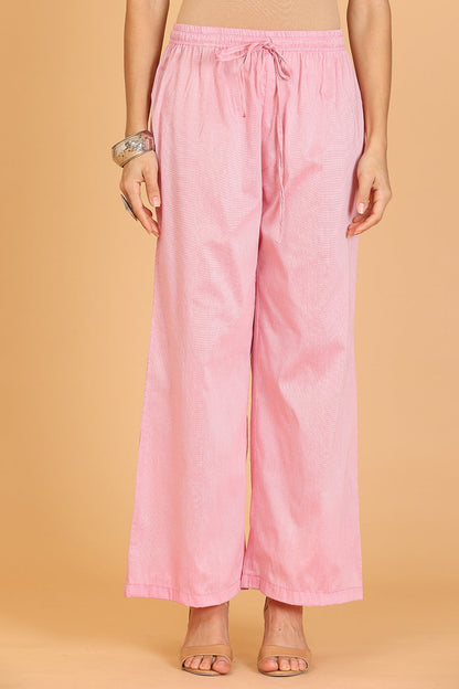 Pink Cotton Silk Kurta Set With Embroidery
