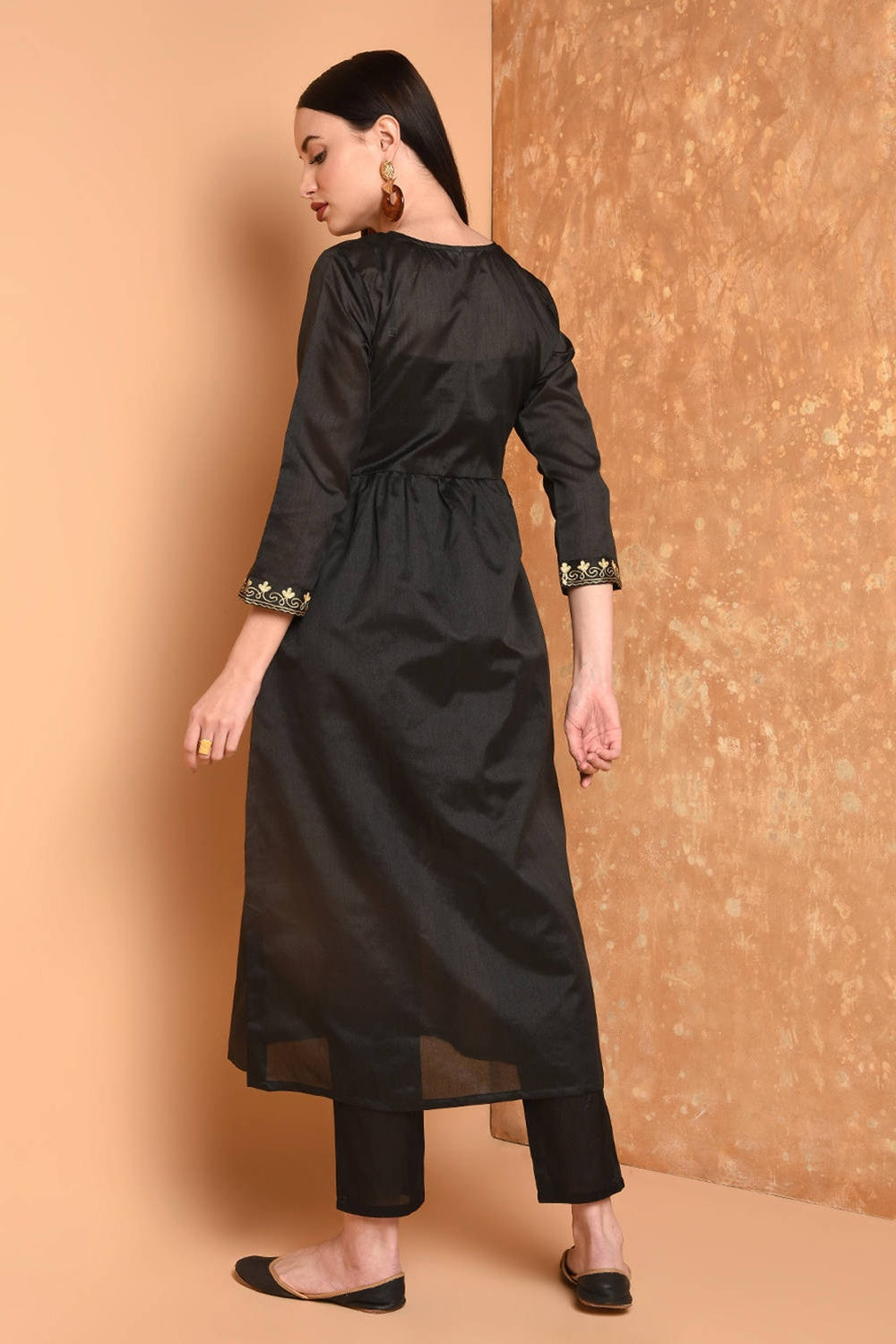 Black Embroidered Kurta Set