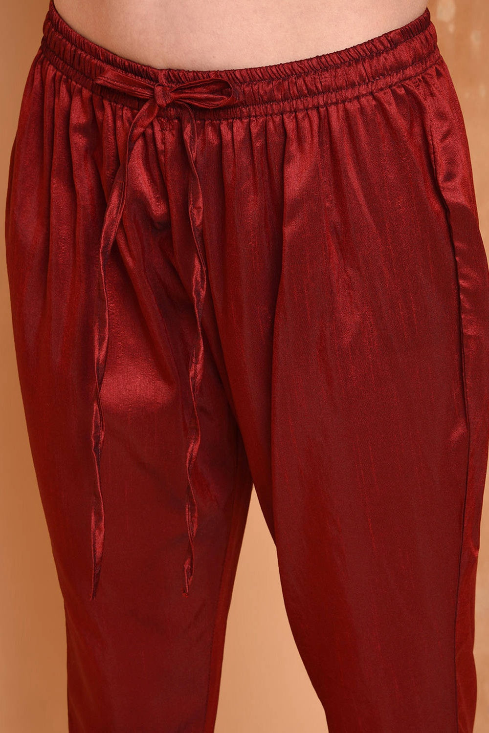 Maroon Embroidered Kurta Set