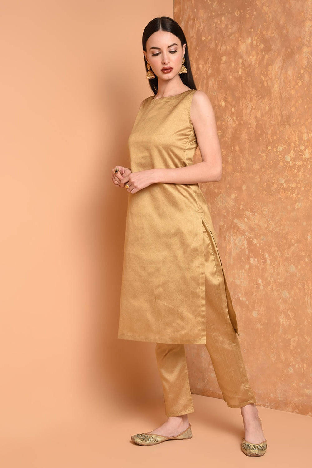 Beige Silk Kurta Set