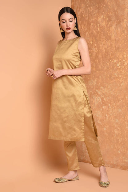 Beige Silk Kurta Set