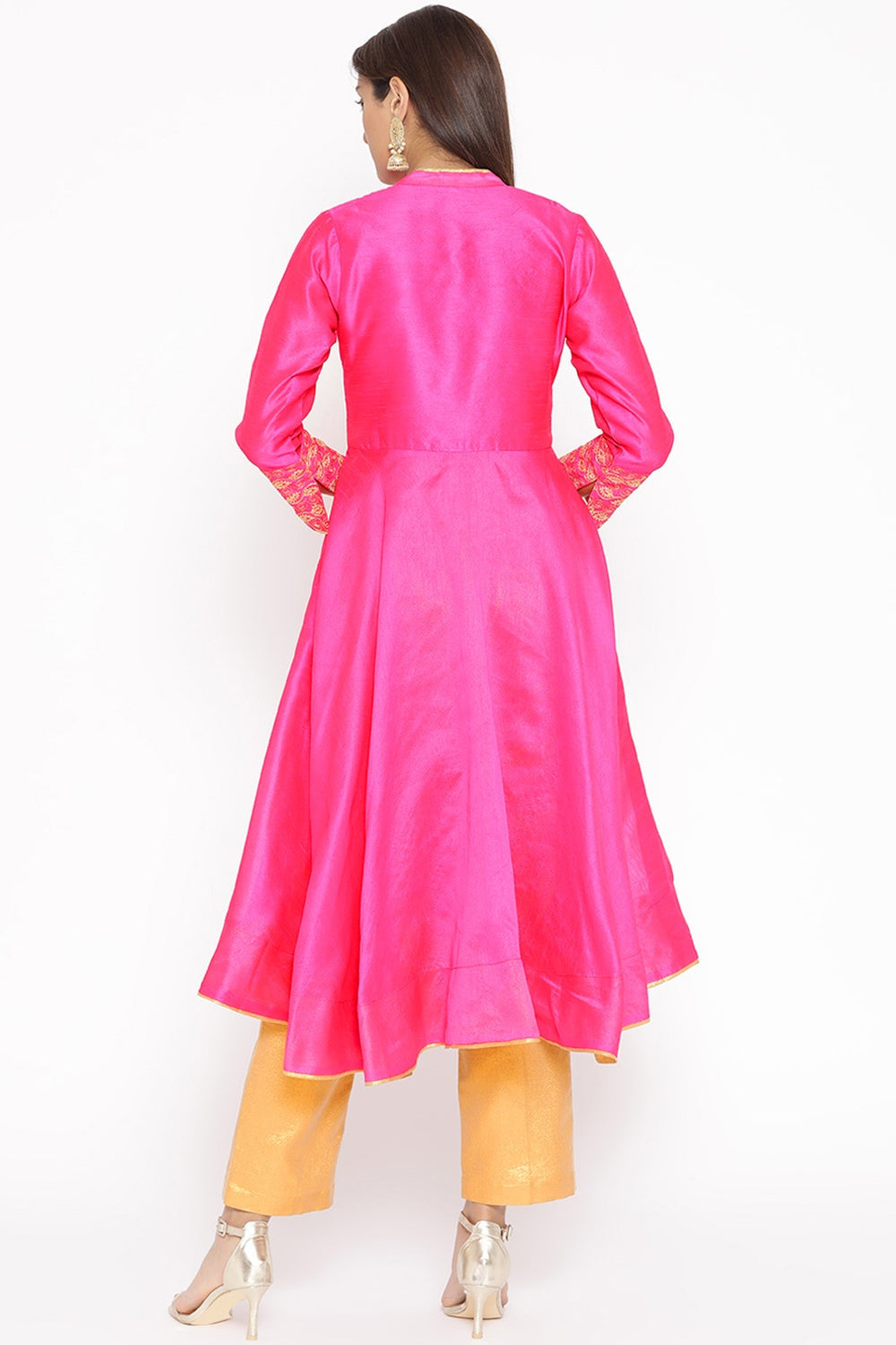 Pink Silk Kurta Set With Embroidery