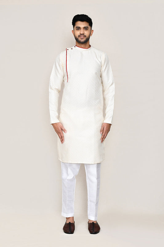 Cream Kurta with Straight Fit Pant