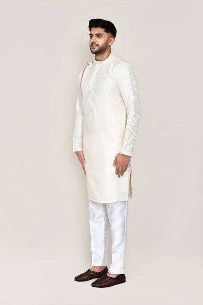 Cream Kurta with Straight Fit Pant