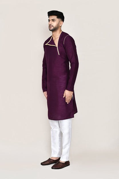 Purple Kurta with Straight Fit Pant