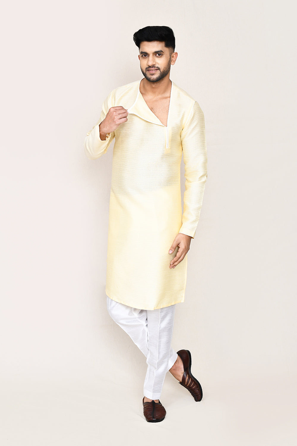 Light Beige Kurta with Straight Fit Pant