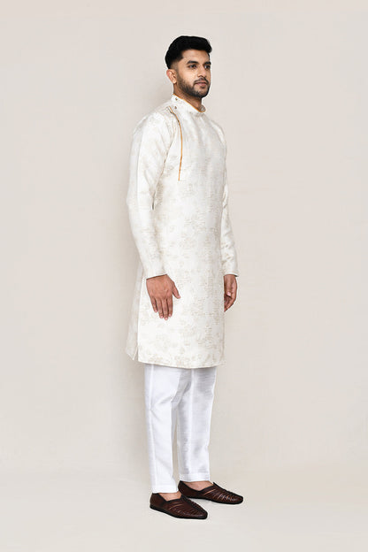 Cream Kurta with Straight Fit Pant
