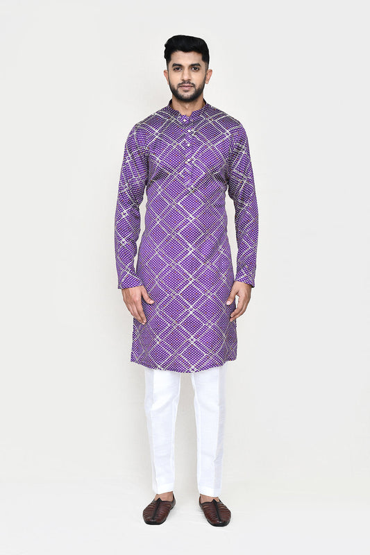 Purple Kurta with Straight Fit Pant