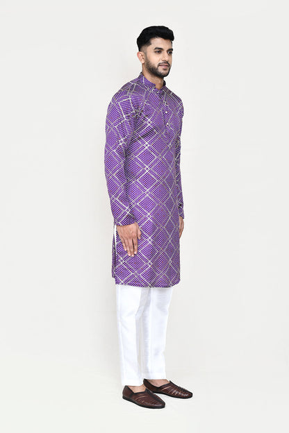 Purple Kurta with Straight Fit Pant