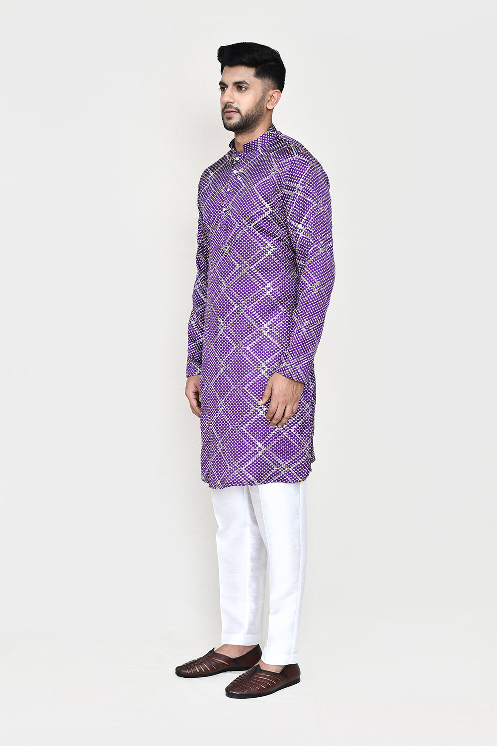 Purple Kurta with Straight Fit Pant