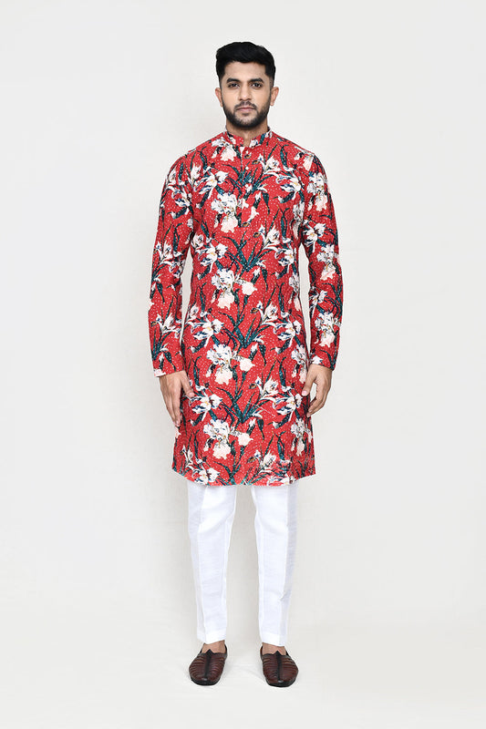 Maroon Kurta with Straight Fit Pant