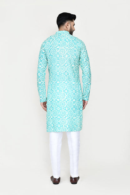 Firozi Blue Kurta with Straight Fit Pant