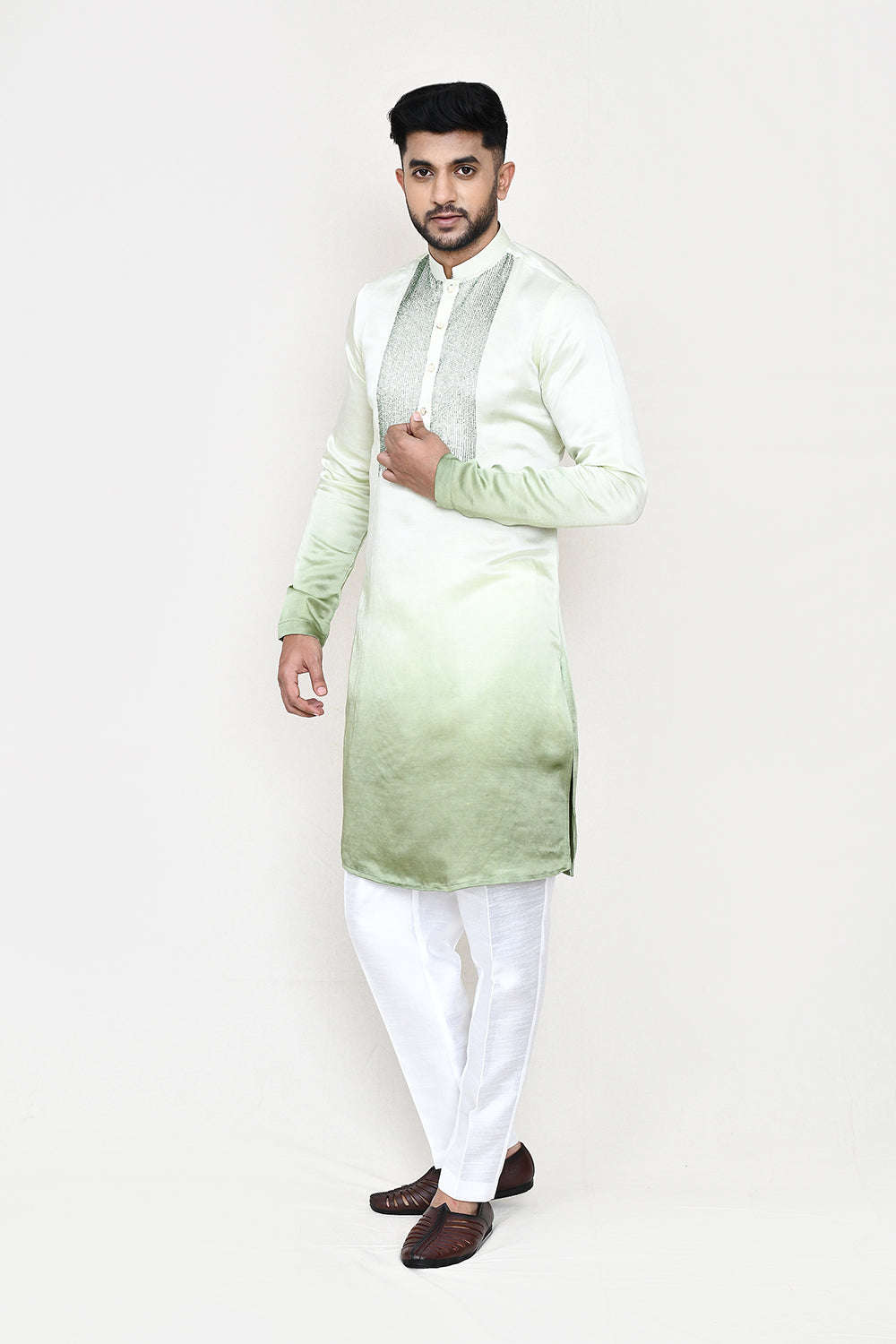 Pista Green Kurta with Straight Fit Pant