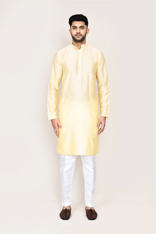 Cream Kurta with Straight Fit Pant