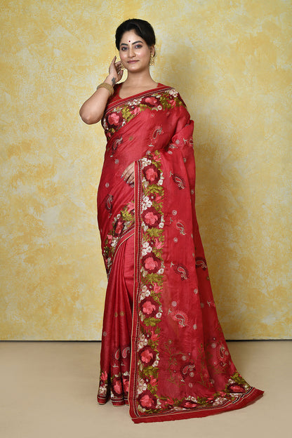 Red Banarasi Silk Saree
