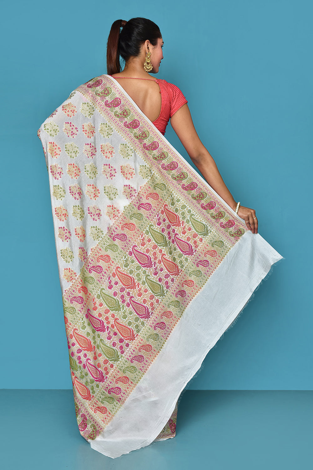 White Banarasi Silk Saree