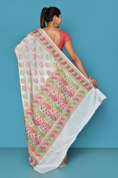 White Banarasi Silk Saree