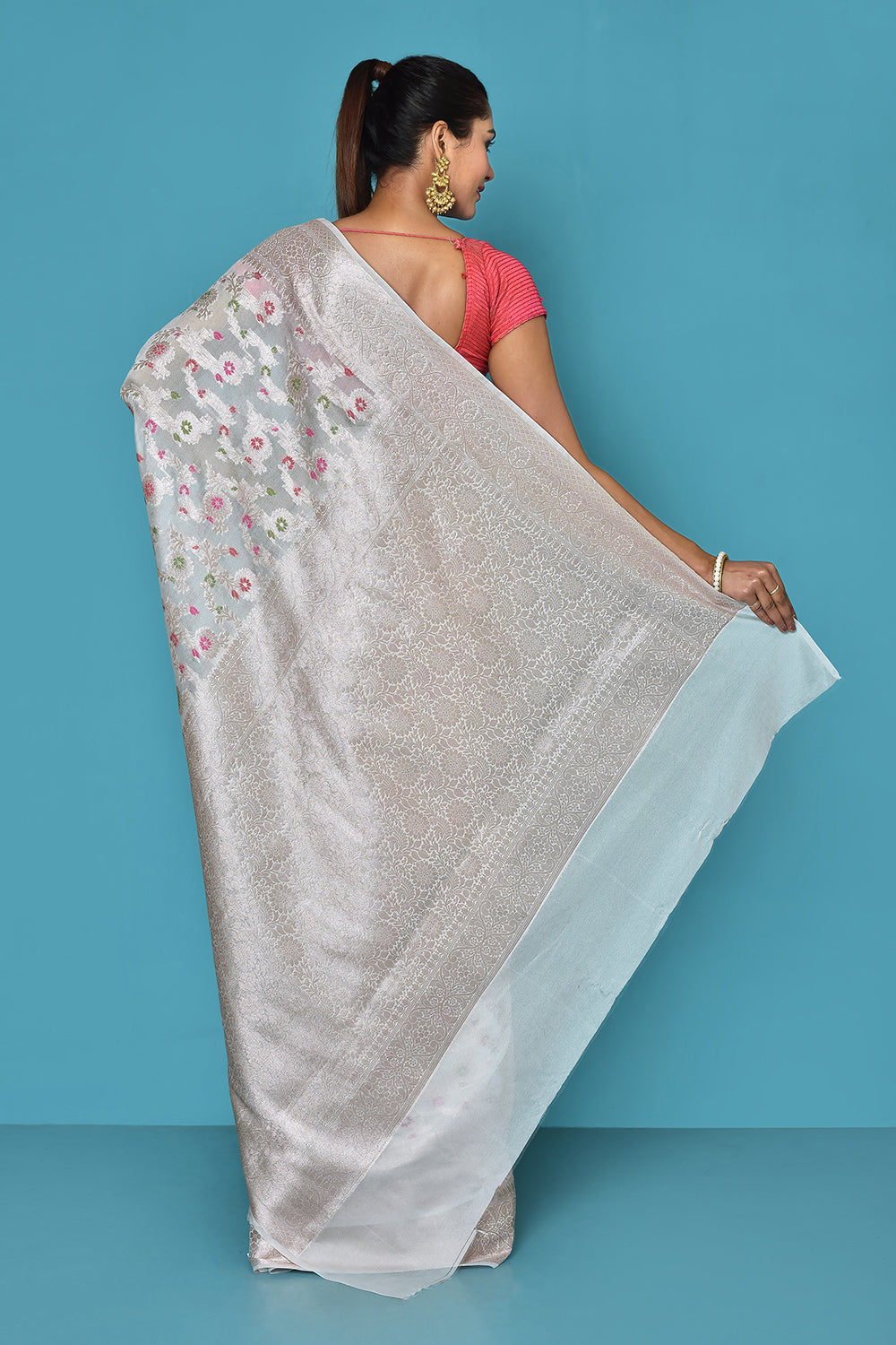 White Banarasi Silk Saree