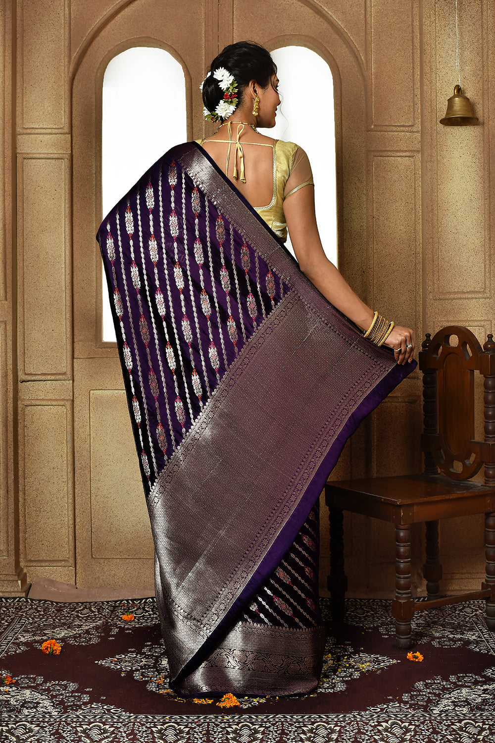Mer Jenta Blue Banarasi Silk Saree
