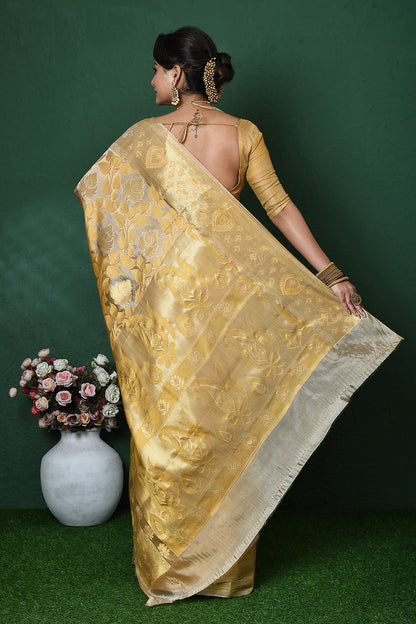 Vez Cream Banarasi Silk Saree