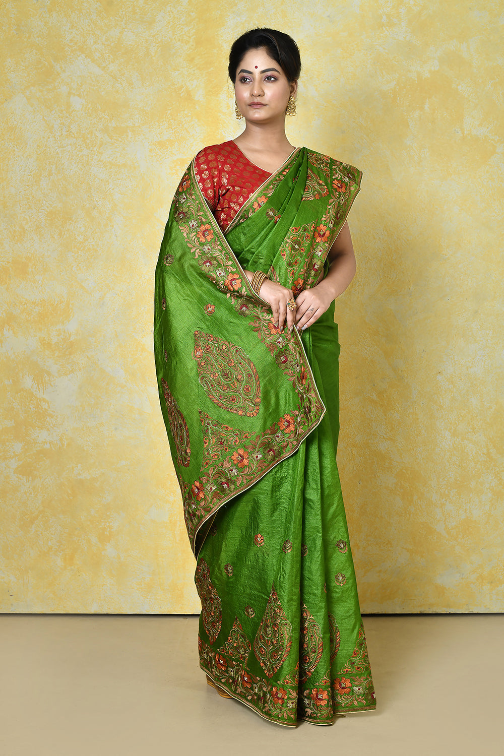 Mehndi Banarasi Silk Saree