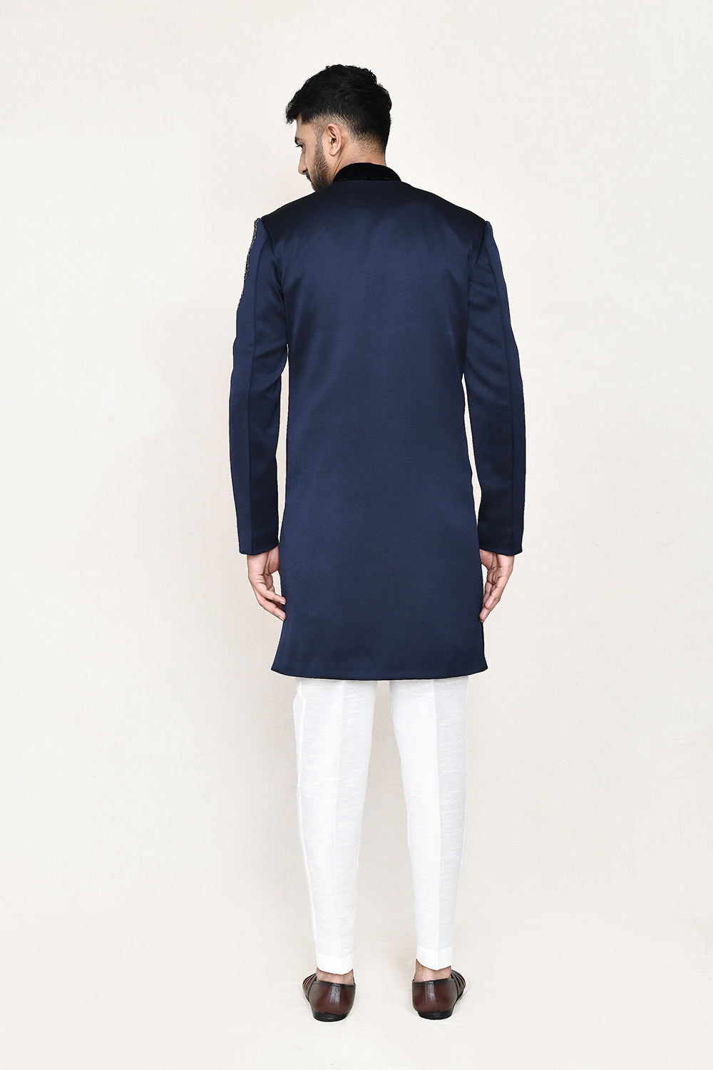 Navy Blue Indowestern with Straight Fit Pant
