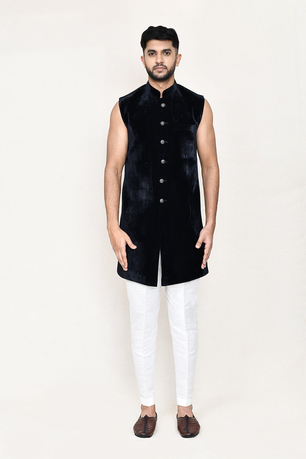 Navy Blue Indowestern with Straight Fit Pant