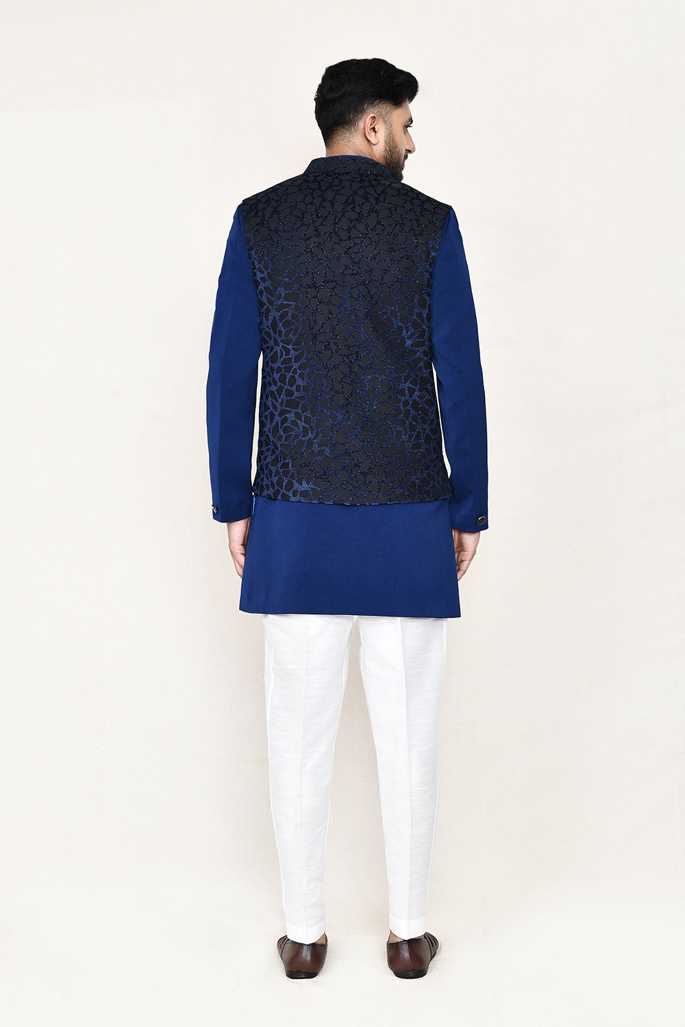Blue Indowestern with Straight Fit Pant