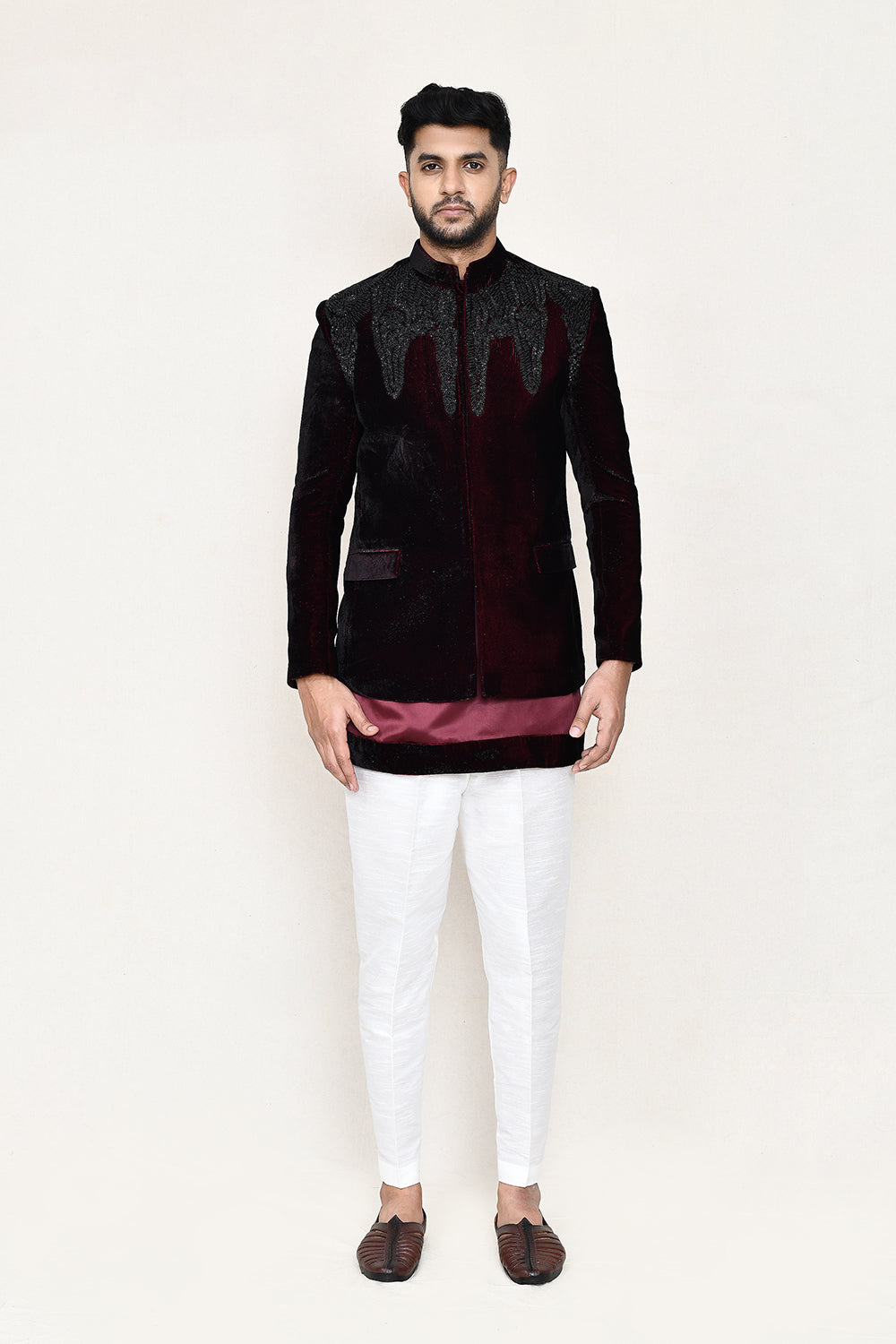 Maroon Kurta with Straight Fit Pant