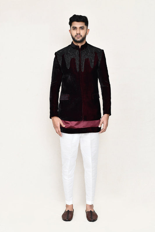 Maroon Kurta with Straight Fit Pant
