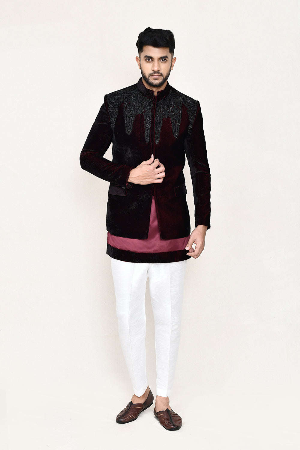Maroon Kurta with Straight Fit Pant