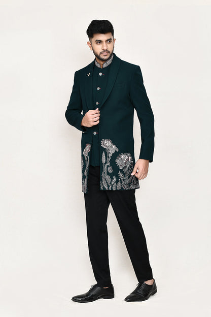 Teal Green Jacket with Pant