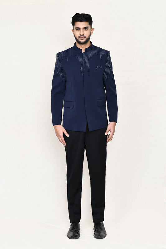 Navy Blue Prince Coat with Pant