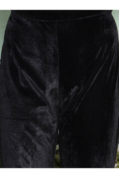 Black Hand Embellished Cape Style Kurta with Bellbottom Pants