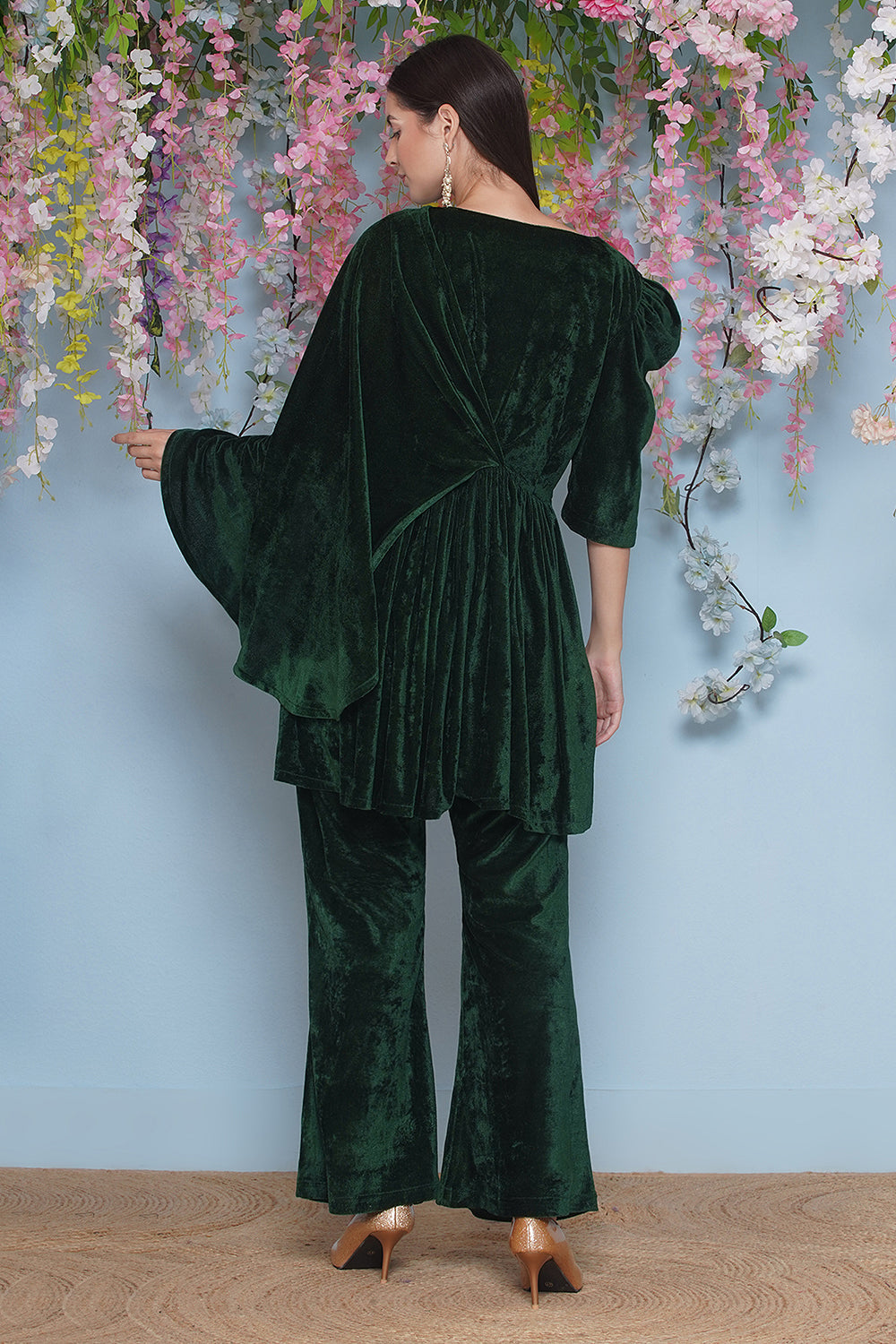 Green Velvet Hand Embellished Set