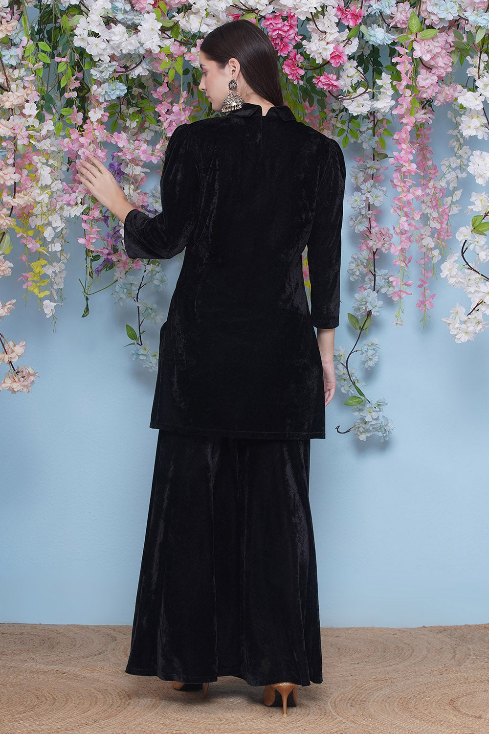 Black Velvet Sharara Set