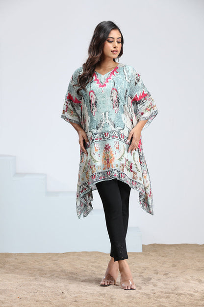 Sky Blue & White Kaftan