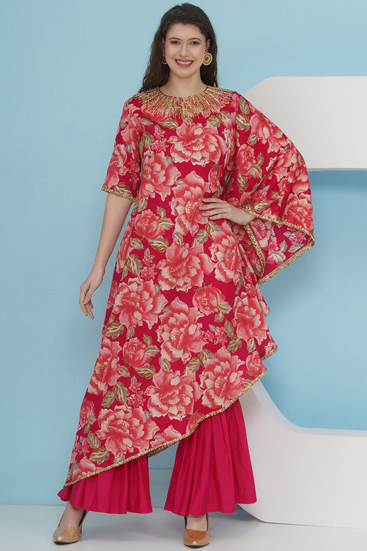 Pink One Side Kaftaan with Sahrara
